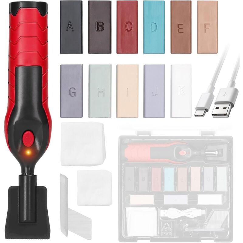 Ej.life - Kit de Réparation Parquet Sol - Set 11x Bâton de Cire en Différentes Couleurs pour Réparations Stratifié Laminé - Outil Retouche Rayure