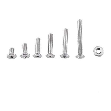 Ej.Life – Kit de 250 vis M2 en acier inox A2 – 6 longueurs M2 x 4/6/8/10/12/16mm – Tête plate, bombée, cylindrique – Résistance à la corrosion - 250pcs