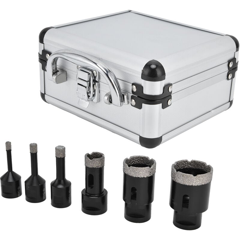 Ej.life - Kit de 6 forets diamantés pour porcelaine, carrelage, céramique, marbre, brique, scie cloche brasée sous vide M14 de 6 à 38 Mm, avec boîte