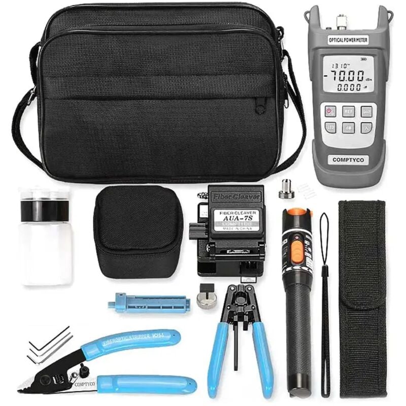 Ej.life - Kit Fibre Optique ftth Professionnel - Coupe-Câble AUA-7S + Power Meter & vfl 10 km - Testeur de Réseau pour Installation et Dépannage (5