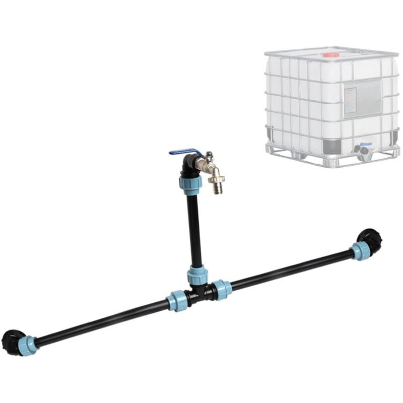 Ej.life - Kit de raccordement ibc S60 x 6 ibc pour 2 réservoirs ibc côte à côte / réservoir de pluie avec col de Cygne de 3/4' pour robinet de jardin