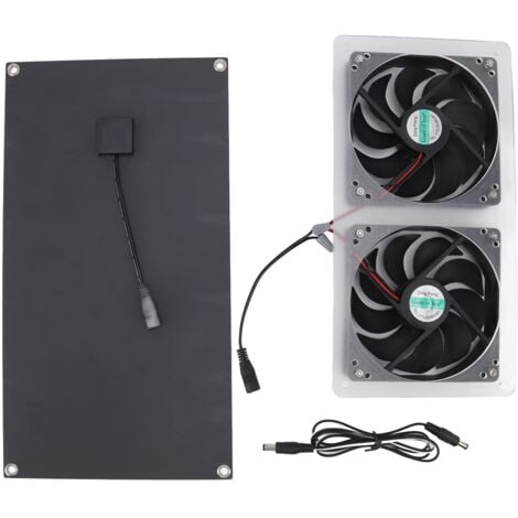 Ej.Life Kit de Ventilateur à Panneau Solaire 100W, Double Ventilateur, étanche IP67, Faible Bruit, Large Application, Ventilateur à énergie Solaire pour Maison d'animaux Domestiques A