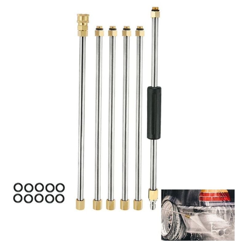 Ej.life - Kit d'extension pour nettoyeur haute pression 4000 psi 1/4' avec joint torique, 6 lances d'extension