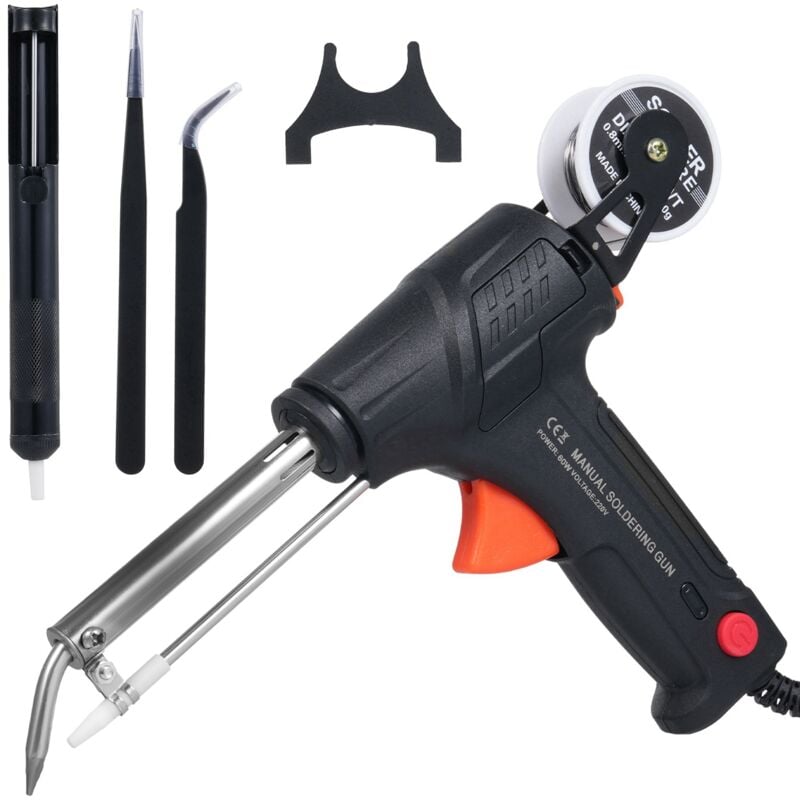 Ej.life - Kit pistolet à souder électronique 60 w - Pistolet à souder automatique avec pince à épiler, fils à souder, support pour réparation