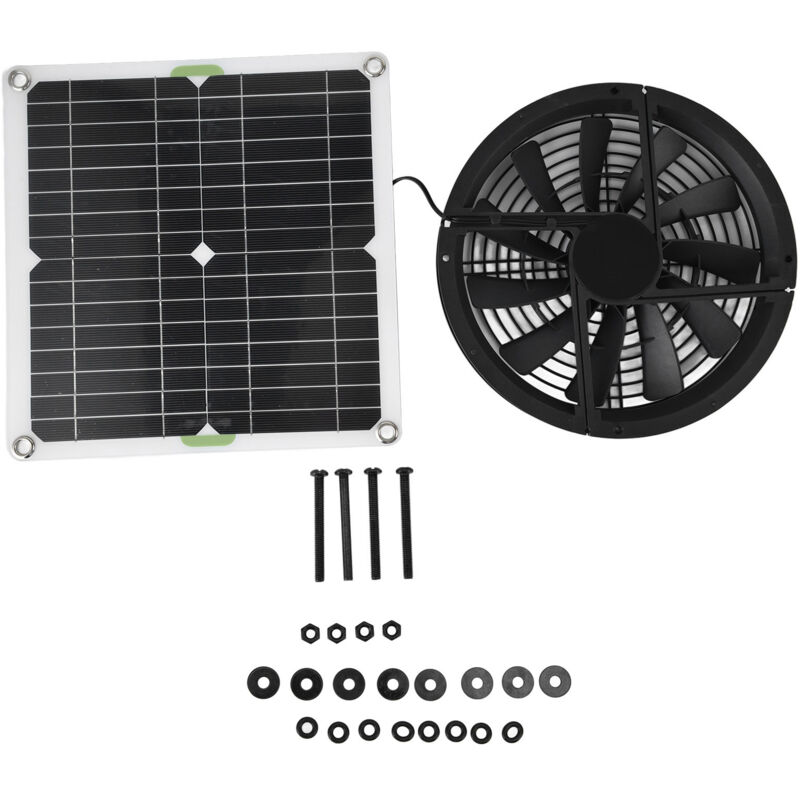 Ej.life - Kit ventilateur panneau solaire, panneau solaire 100W étanche, ventilateur d'extraction rond 10' pour poulailler serre hangar
