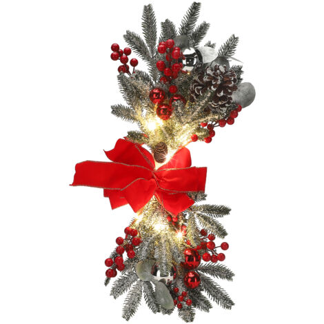 Ej.Life Künstlicher Weihnachts-Swag, wunderschön, exquisit, tropfenförmig, lichtbeständig, für Haustür, Wohnzimmer, Küche, Geschäft, Garten