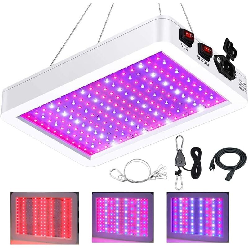 Ej.life - Lampe de culture led BW1000 à spectre complet avec uv ir, double puce led avec câble pour serre et plantes d'intérieur, légumes et fleurs