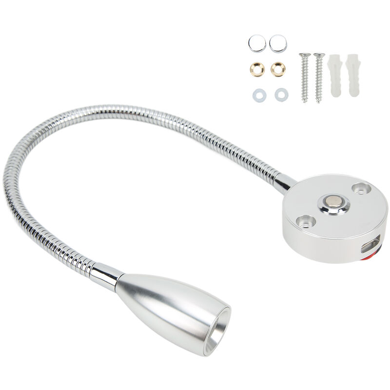 Ej.life - Lampe de lecture led 3W montage mural lampe de lecture col de cygne flexible 3 couleurs réglable pour rv bateau caravane argent 3 couleurs