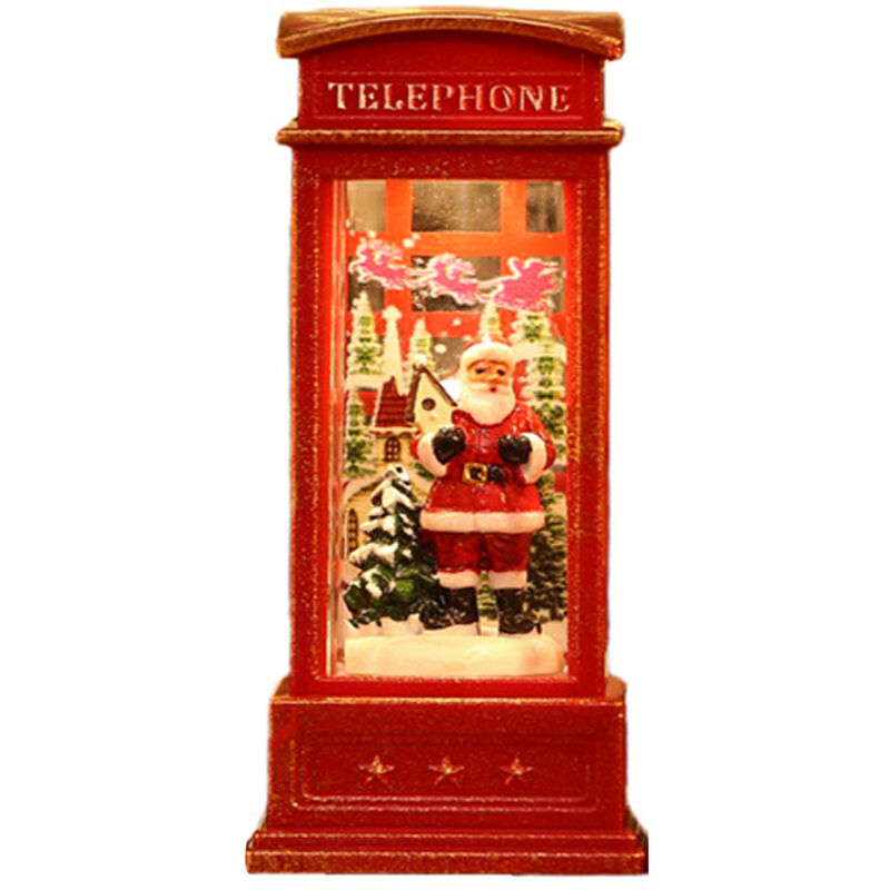 Ej.life - Lanterne boule à neige conçue pour une cabine téléphonique, ornement lumineux de Noël pour décoration de bar ktv, Père Noël