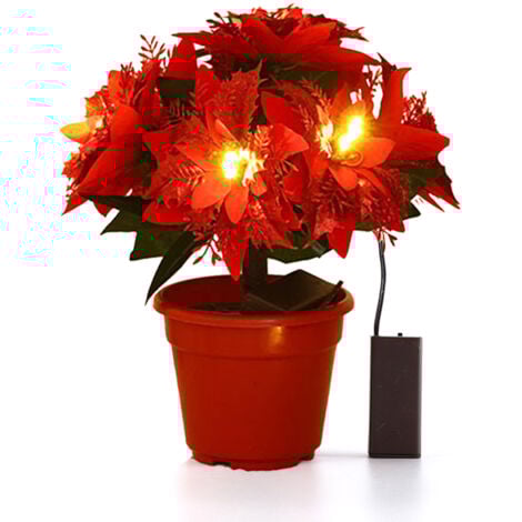 Ej.Life LED-Blumentopf-Lichterkette, Innendekoration für Nachttisch, Weihnachtsveranstaltung, Party, Simulationsblumentopf (rot)