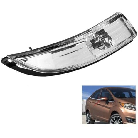 Ej.Life Lentille d'indicateur de rétroviseur d'aile de porte transparente pour Ford Fiesta MK7/MK7.5 2009-2017 cté droit