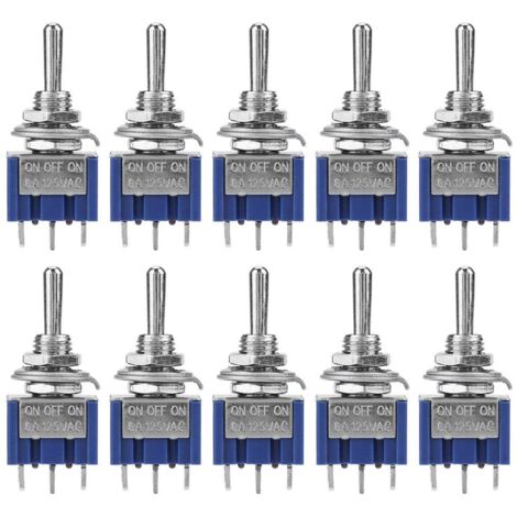 Ej.Life – Lot de 10 interrupteurs à bascule 6A 125VAC – Interrupteur 3 positions 3 broches – Diamètre bouton 6 mm pour projets électroniques