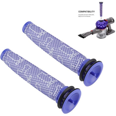 EJ.LIFE Lot de 2 filtres pré-moteur lavables pour aspirateur à main DYSON V6 V7 V8 DC62 DC61 DC58 DC59 DC74