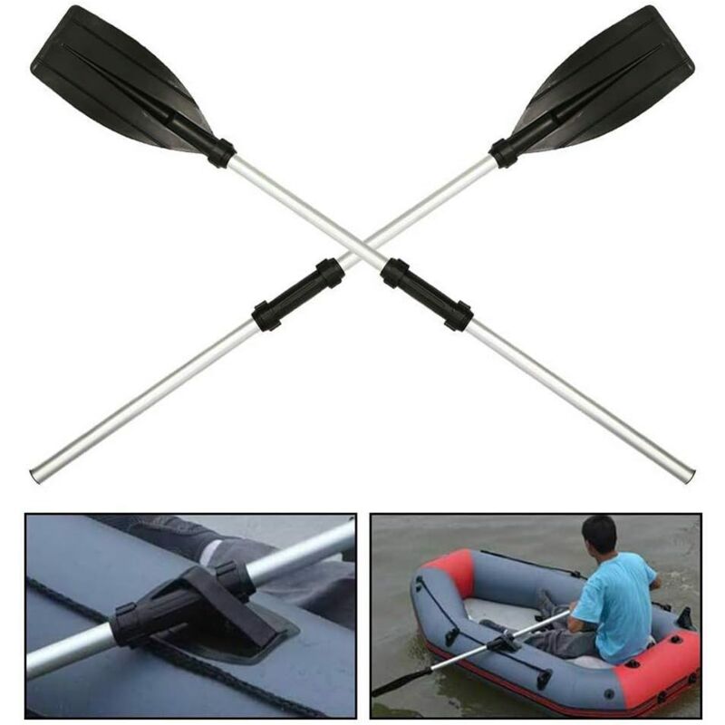 Ej.Life Lot de 2 pagaies télescopiques réglables en alliage d'aluminium pour kayak, rames, accessoires de pêche pour bateaux et voiles