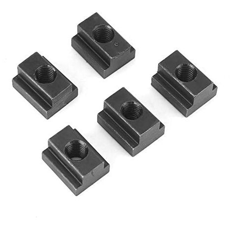 Ej.Life Lot de 5 Ecrous à Rainure en T M8/M10 Ecrou de Filetage en T avec  Finition Oxyde Noir Écrous T-Slot en Acier Écrou à Rainurer de Table de Serrage pour Connecter d'autres Pièces (M8) A