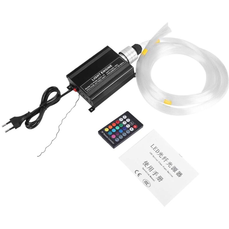 Ej.life - Lumière à fibre optique led 16 w rgbw 0,75 mm x 2 m pour réaliser un ciel étoilé avec éclairage à fibre optique + télécommande rf 24 Key,