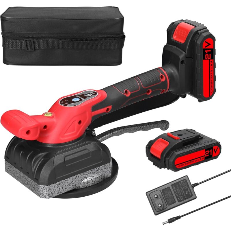 Machine à carrelage vibrante 21V, 5 vitesses réglables,Machine Vibrante Carrelage 2x1300 mAh, diamètre de ventouse 165mm, machine à carrelage
