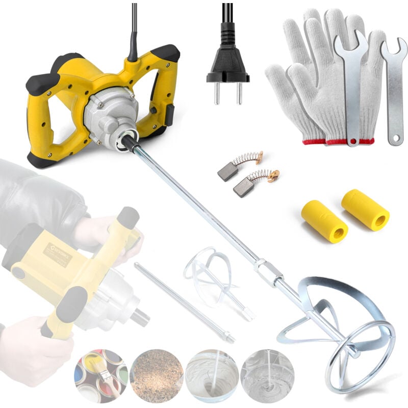 Malaxeur Mortier Colle 2100 w, Malaxeur Beton 220V, Melangeur Beton Avec 6 Vitesses, Betonniere Électrique, Idéal Pour Mélanger les Aliments, le