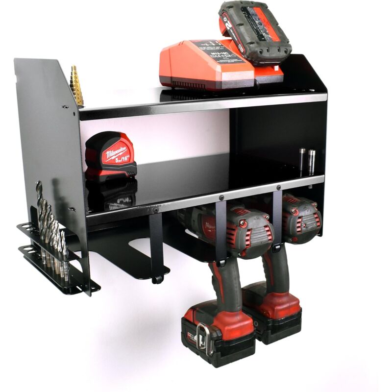 Ej.life - Mallette à Outils,4 Fentes 2Grande éTagèRe,Support De Rangement Mural Amovible Pour Perceuse éLectrique En Acier Robuste Pour Scie