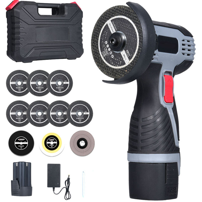 Meuleuse D'Angle Sans Fil 19500RPM 16.8V Professional Disqueuse Sans Fil avec 1 batterie 1500mAh, 10 Disques à Tronçonner , Meuleuse d'angle pour