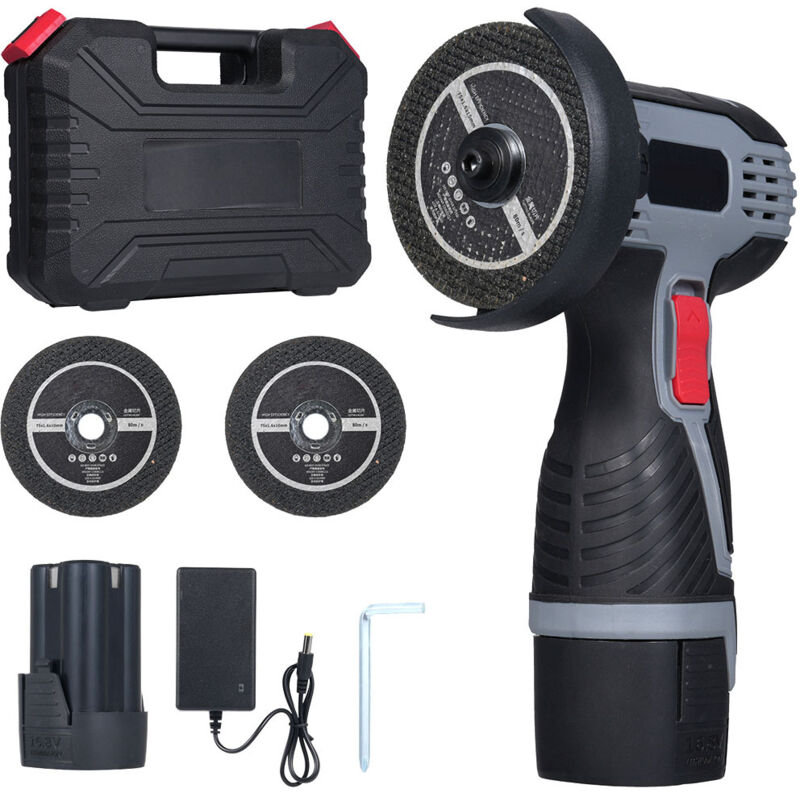 Meuleuse D'Angle Sans Fil 19500RPM 16.8V Professional Disqueuse Sans Fil avec 1 batterie 1500mAh, 2 Disques à Tronçonner , Meuleuse d'angle pour