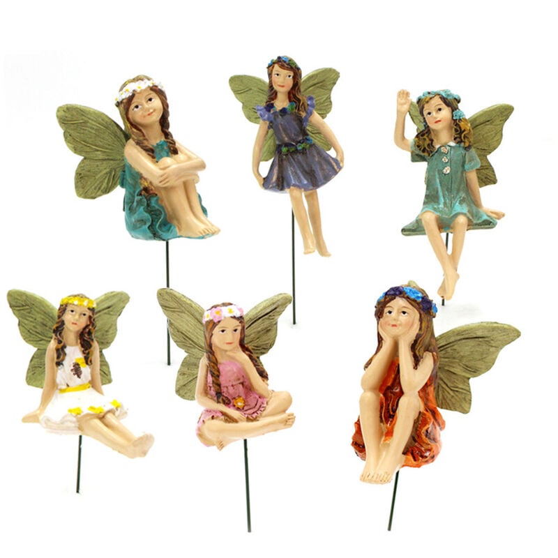 Ej.life - Mini fées Figurines mignon motif clair résine Miniature fée Sculpture pour fée jardin accessoires