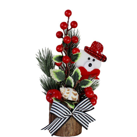 Ej.Life Mini-PE-Weihnachtsbaum, kleine tragbare Tischdekoration mit roten Beeren für die Innendekoration von Fenstern und Arbeitsplatten