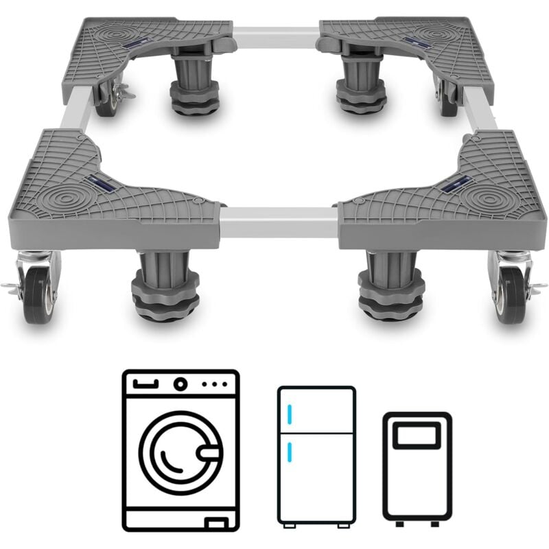 Ej.life - Mini support de réfrigérateur réglable pour machine à laver avec 4 roues pivotantes verrouillables, base mobile universelle pour