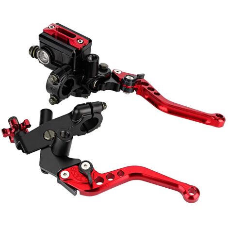 Ej.Life Motorrad Brems- und Kupplungshebel, 1 Paar 7/8 Zoll Universal Motorrad hydraulische Bremse + Kupplungshebel Hauptzylinderhebel (Rot) A