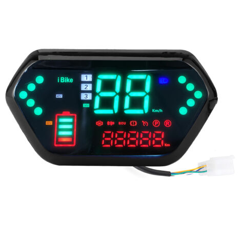 Ej.Life Motorrad Tacho, 60V Universal Motorrad Kilometerzähler Drehzahlmesser Digital LCD Display Motorradanzeige Geschwindigkeitsmesser
