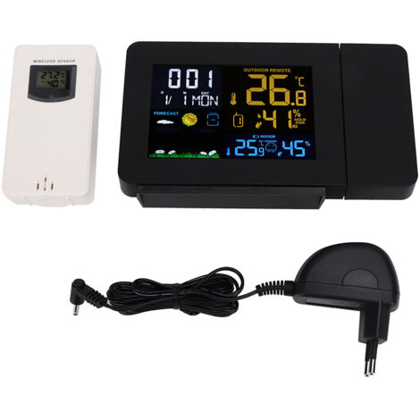 Ej.Life Multifunktionaler elektronischer Wecker mit Farbbildschirmprojektion, Schwarz