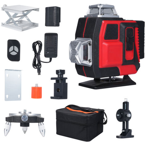 Ej.Life Niveau Laser 360° Vert 4D 16 Lignes,Laser Chantier 3° Auto-nivelant, avec Batterie et Support Rotatif