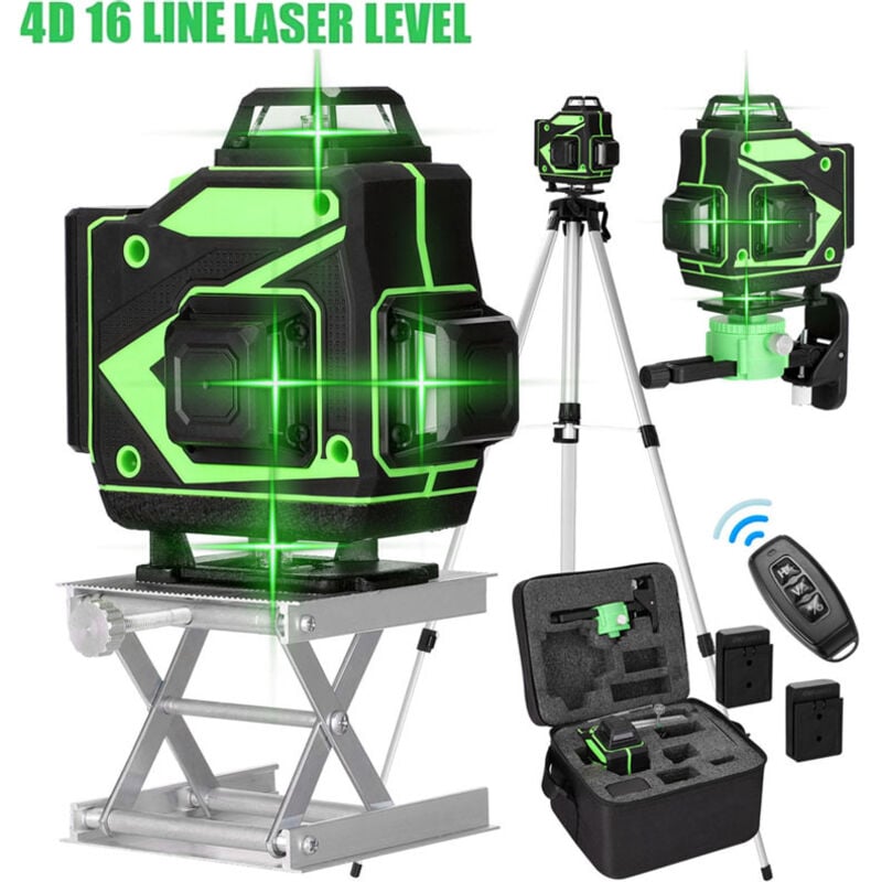 Niveau laser autonivelant 360°,niveau laser vert 4D 16 lignes,ligne verticale horizontale,batterie rechargeable 22400mAh,IP54,,Niveaux laser avec