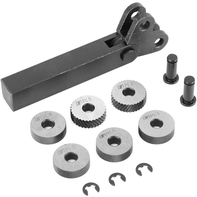 Ej.life - Outil de moletage antidérapant en acier, accessoires pour outils de tour, porte-outil de tour 7 pièces pour remplacer votre molette