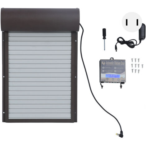 Ej.Life Ouvre-porte automatique de poulailler à piles avec minuterie pour canard oie 100-240V marron prise américaine