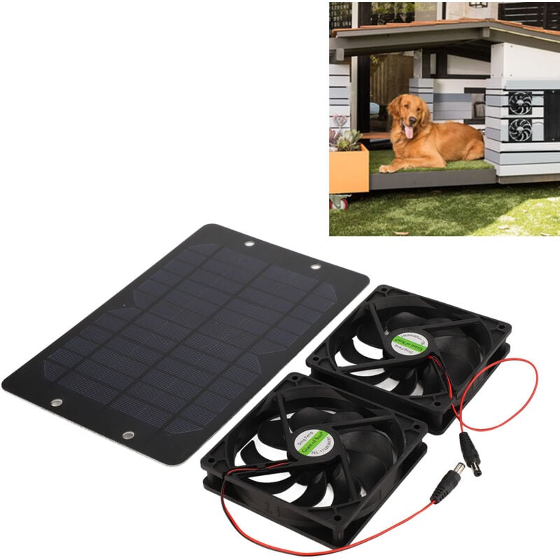 Panneau solaire alimenté en plastique de silicium à double ventilateur 10W 12V 2A Portable extérieur pour voiture de rv de serre de maison de poulet