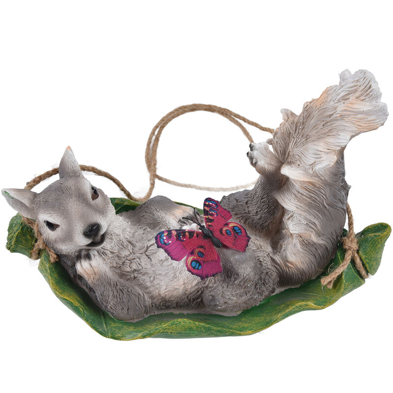 Ej.life - Pendentif écureuil à balanoire en forme de feuille Pendentif écureuil en résine réaliste pour salon, pelouse, jardin