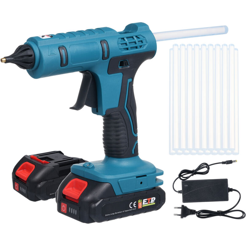 Pistolet à Colle Chaude sans Fil 18V avec Batteries 1500mAh et 20 Bâtons de Colle 11x200mm, Pistolet à Colle Electrique- Chauffage Rapide pour diy,
