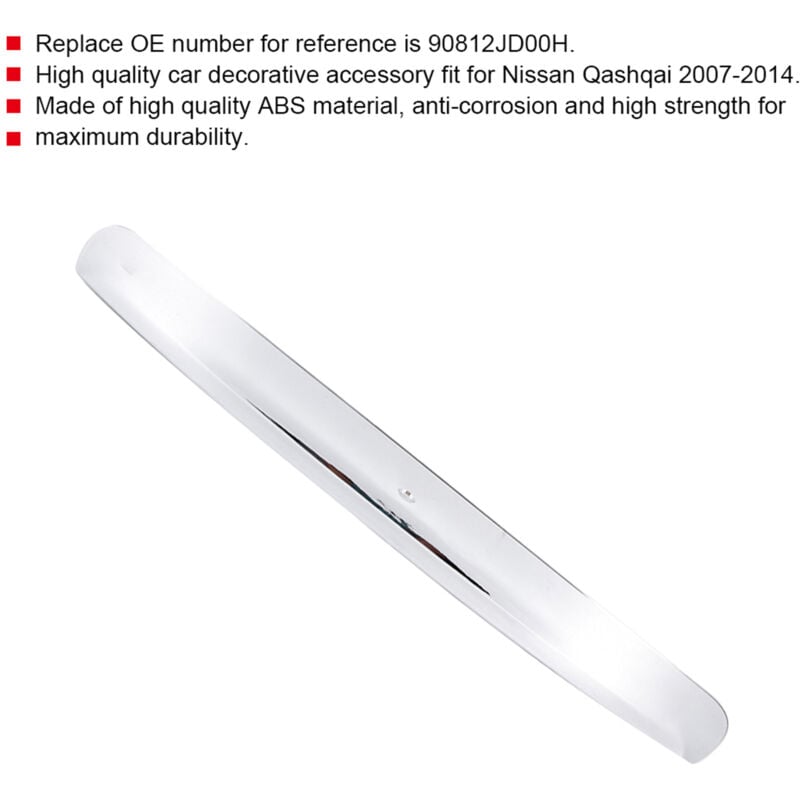 Ej.life - Poignée de hayon, bande brillante galvanisée, bande de marquage du hayon 90812JD00H, pour Nissan Qashqai 07-14