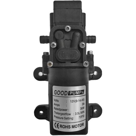 Ej.Life Pompe à eau auto-amorçante, Pompe à Eau Haute Pression, Pompe à Diaphragme Haute Pression 12V DC Pompe à Eau Douce Pompe à Pulvérisateur Intelligent pour camping/bateau/jardin/RV Nettoyage/Irr
