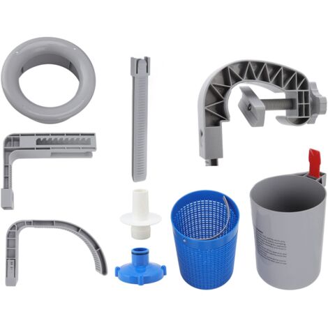 Ej.Life Pool-Oberflächen-Skimmer, Wandmontage-Pool-Skimmer-Kit mit Schlauch und Adapter für die Oberirdische Poolreinigung, Grau
