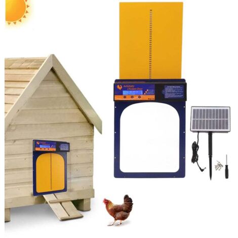 Ej.Life Porta automatica per pollaio con timer ad energia solare, IP45, impermeabile, in alluminio, per pollai