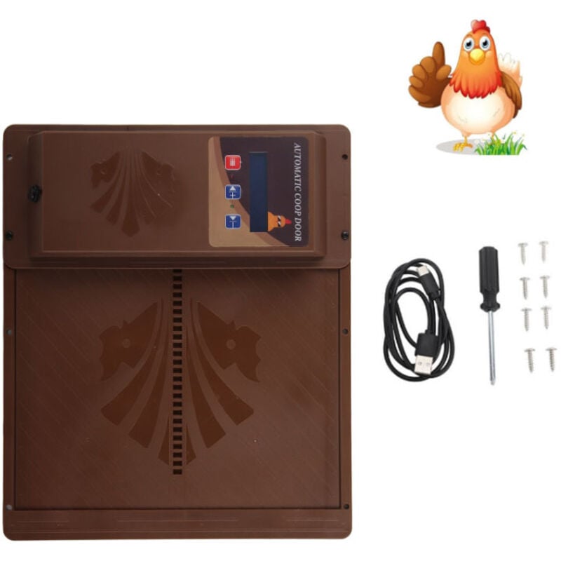 Ej.life - Porte Automatique Poulailler Solaire, Trappe de Poulailler Electrique Anti-piégeage Intelligente avec Ecran lcd Minuterie Capteur de