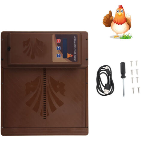 Ej.Life Porte Automatique Poulailler Solaire,  Trappe de Poulailler Electrique Anti-piégeage Intelligente avec Ecran LCD Minuterie Capteur de Lumière Télécommande