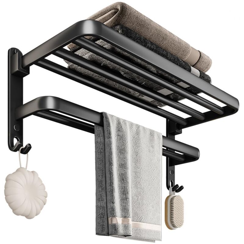 Ej.Life Porte-Serviettes de Salle de Bains, Porte Serviette Murale en Aluminium, Barre de Serviettes Auto-adhésif sans Perçage, 58cm