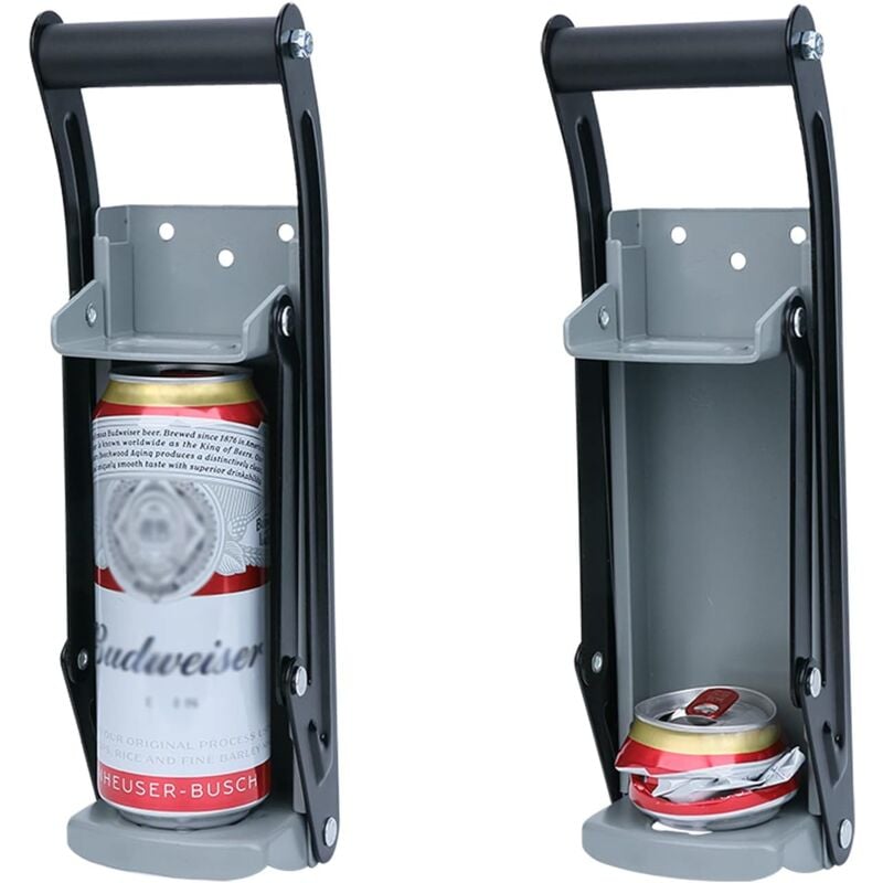 Presse Canette, 16 oz Compacteur de Boîtes/Canettes/Bouteille Montage Mural avec Décapsuleur et Poignée Confortable Broyeur de Canette à Bière