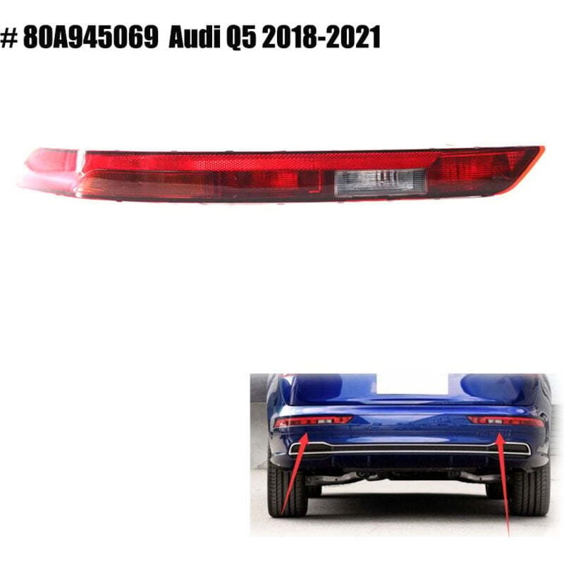 Ej.life - Réflecteurs de Pare-Chocs arrière lumière feu arrière inférieur Gauche 80A945069 Compatible avec Audi Q5 2018-2021
