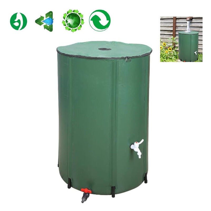 Réservoir Pliable 1000L - Récupérateur Eau de Pluie avec Robinet - Pour Jardin/Lavage Voiture/Stockage (Transport Facile) - Ej.life