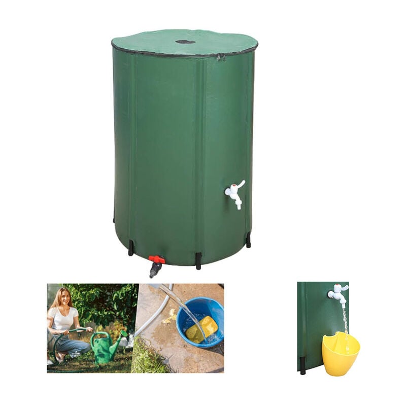 Récupérateur d'Eau de Pluie 500L – Réservoir Robuste avec Robinet, Idéal pour Arrosage Jardin, Lavage Voiture et Nettoyage Extérieur – Écologique et