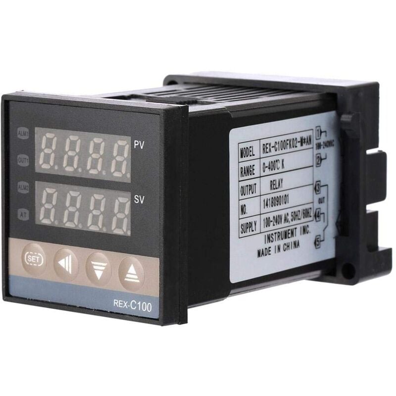 Ej.Life REX-C100FK02-MAN 0 ℃ - 400 ℃ Thermostat Numérique Régulateur de Température LED Digital avec Alarme Contrôleur de Température LED PID